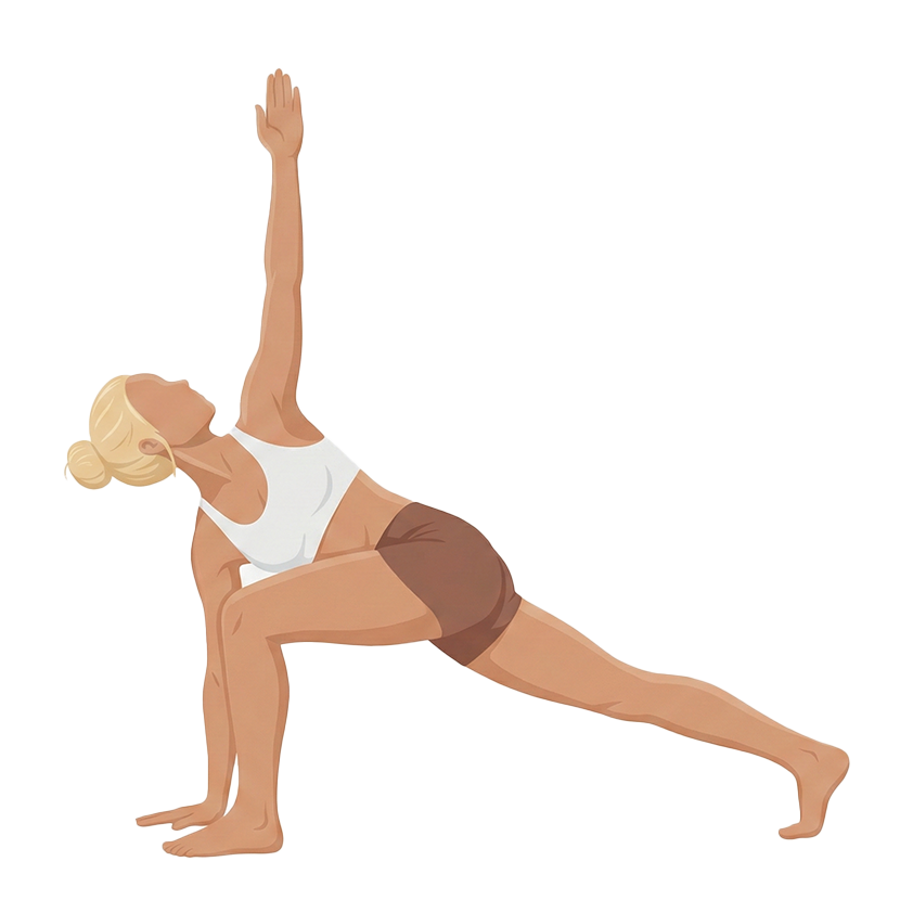 Illustration de la posture du guerrier II (Virabhadrasana II)